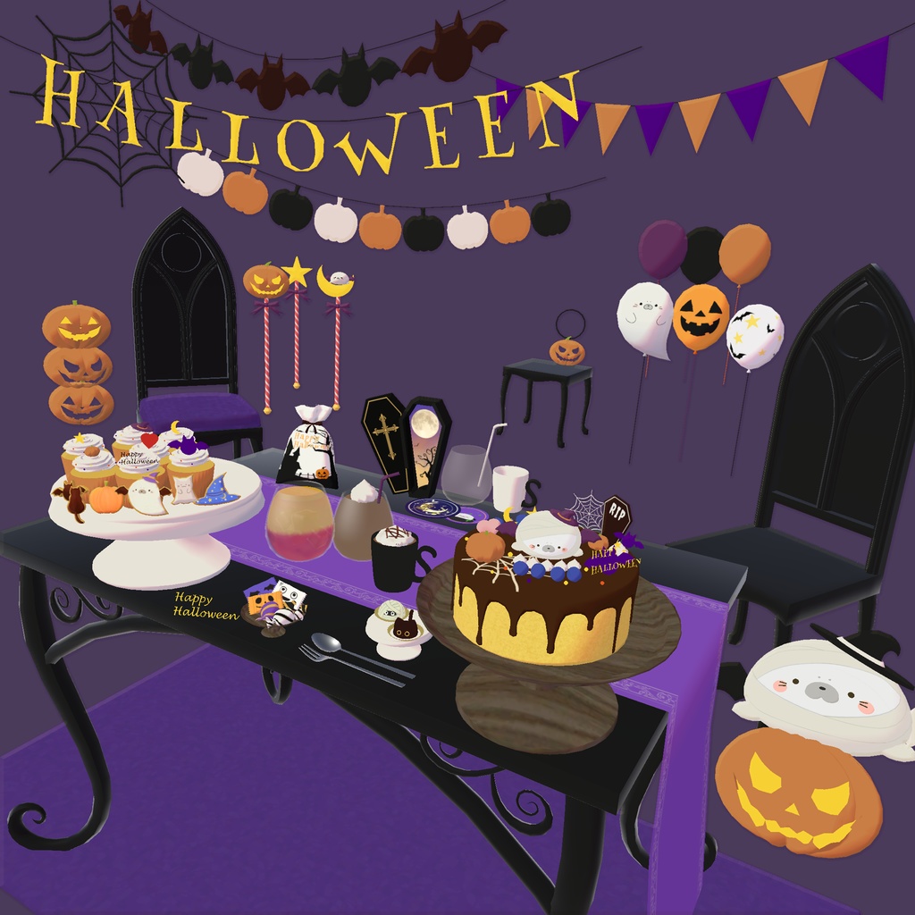 【11/9までセール✨】あざらしハロウィンアセット🦭🎃67Variation VRChat向け