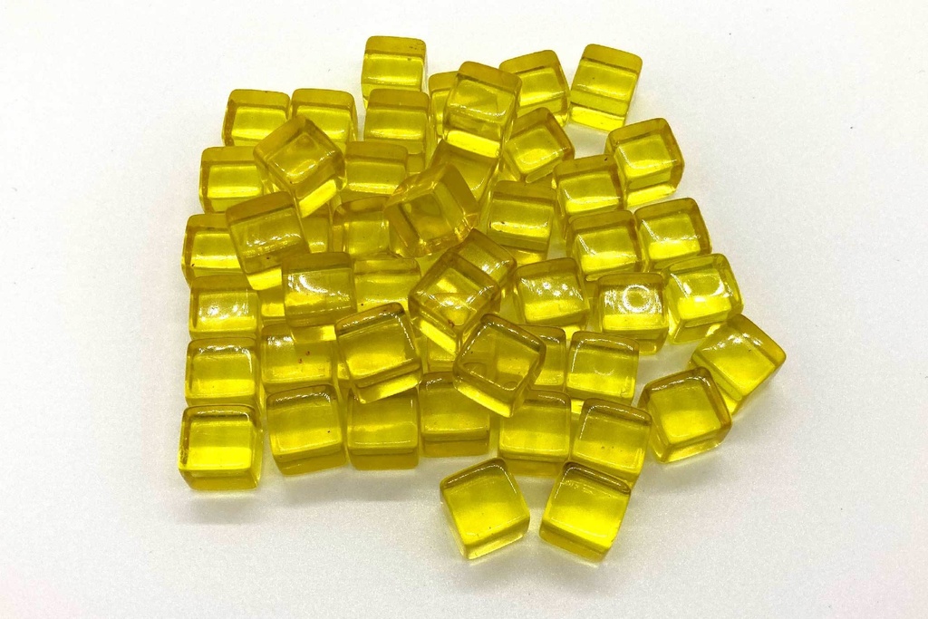 【50個】透明プラスチックキューブ 黄 10mm