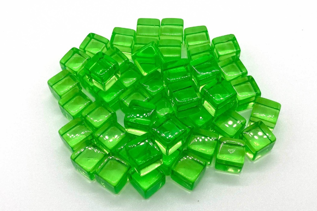【50個】透明プラスチックキューブ緑10mm
