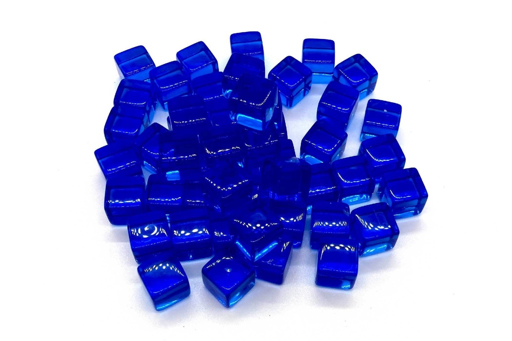 【50個】透明プラスチックキューブ 青 10mm