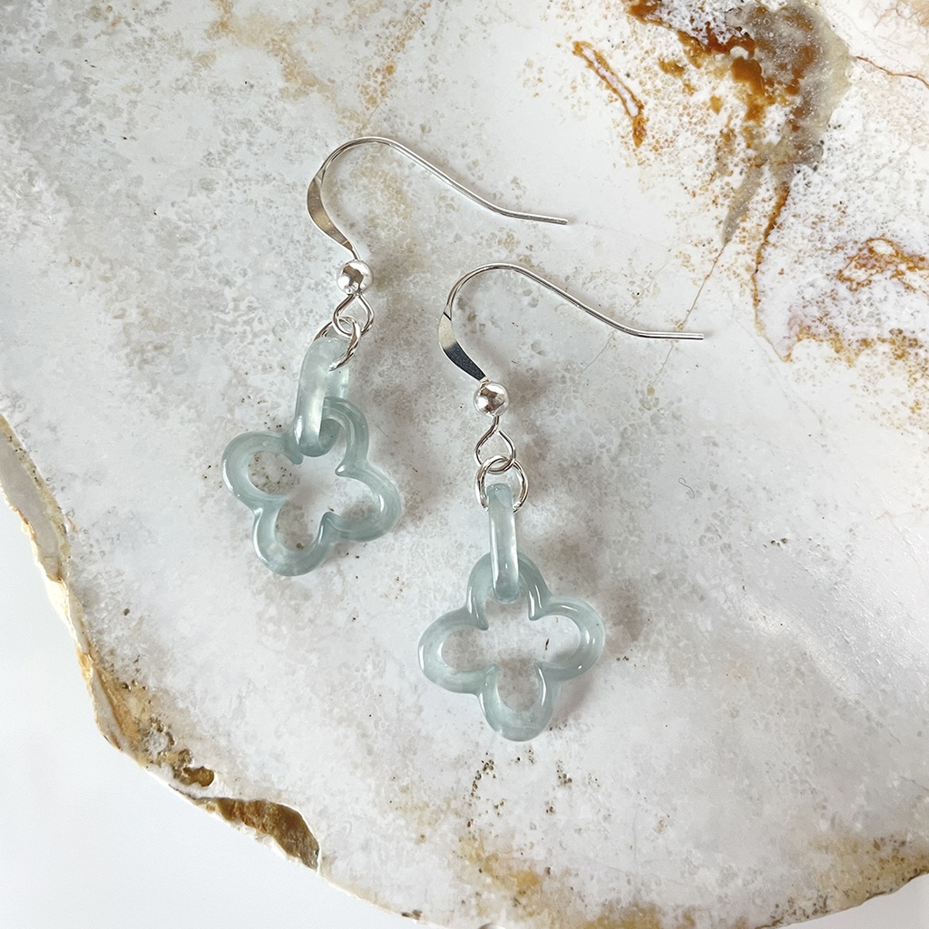 SV925 氷翡翠のピアス|グアテマラ産 天然翡翠使用 -Cornucopia Jewelry-