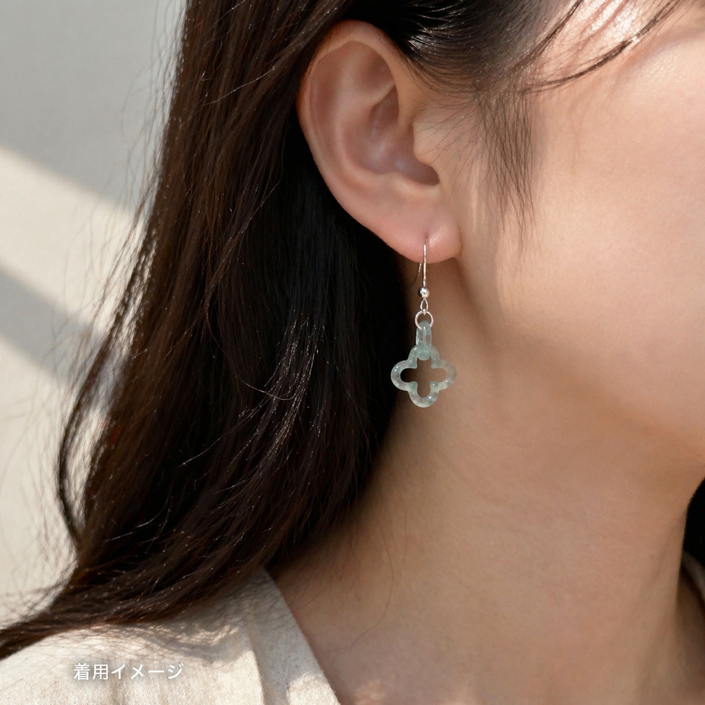 SV925 氷翡翠のピアス|グアテマラ産 天然翡翠使用 -Cornucopia Jewelry-