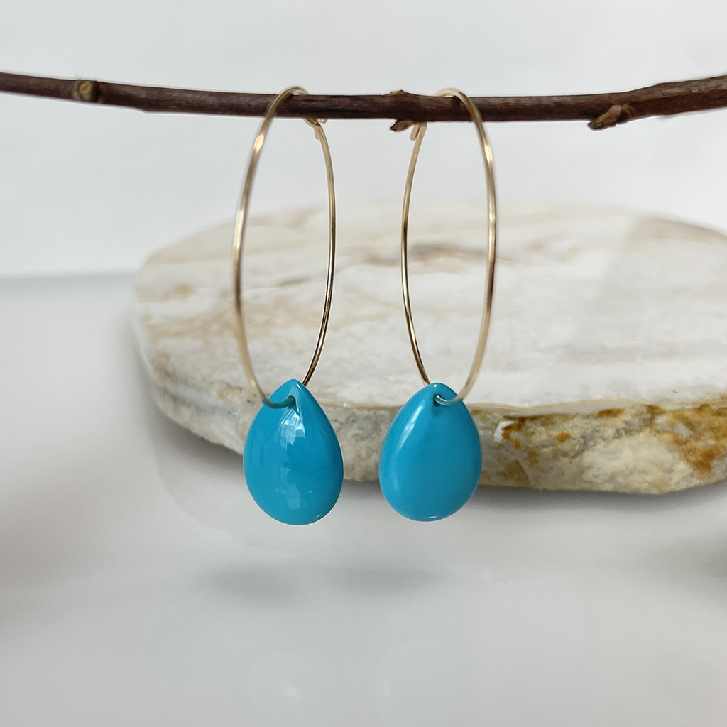 14kgf スリーピングビューティ鉱山産 ターコイズ ピアス -Cornucopia Jewelry-