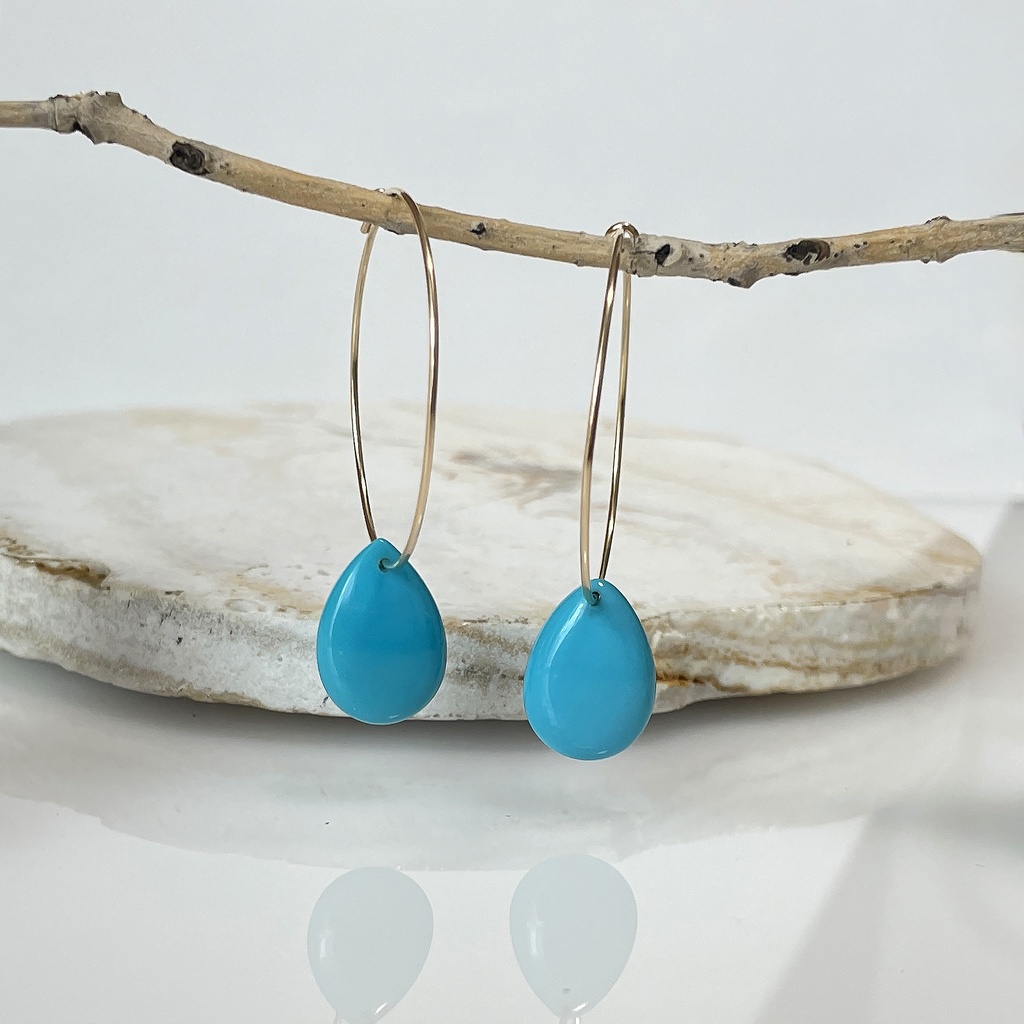 14kgf スリーピングビューティ鉱山産 ターコイズ ピアス -Cornucopia Jewelry-