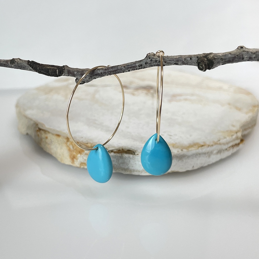 14kgf スリーピングビューティ鉱山産  ターコイズ ピアス -Cornucopia Jewelry-