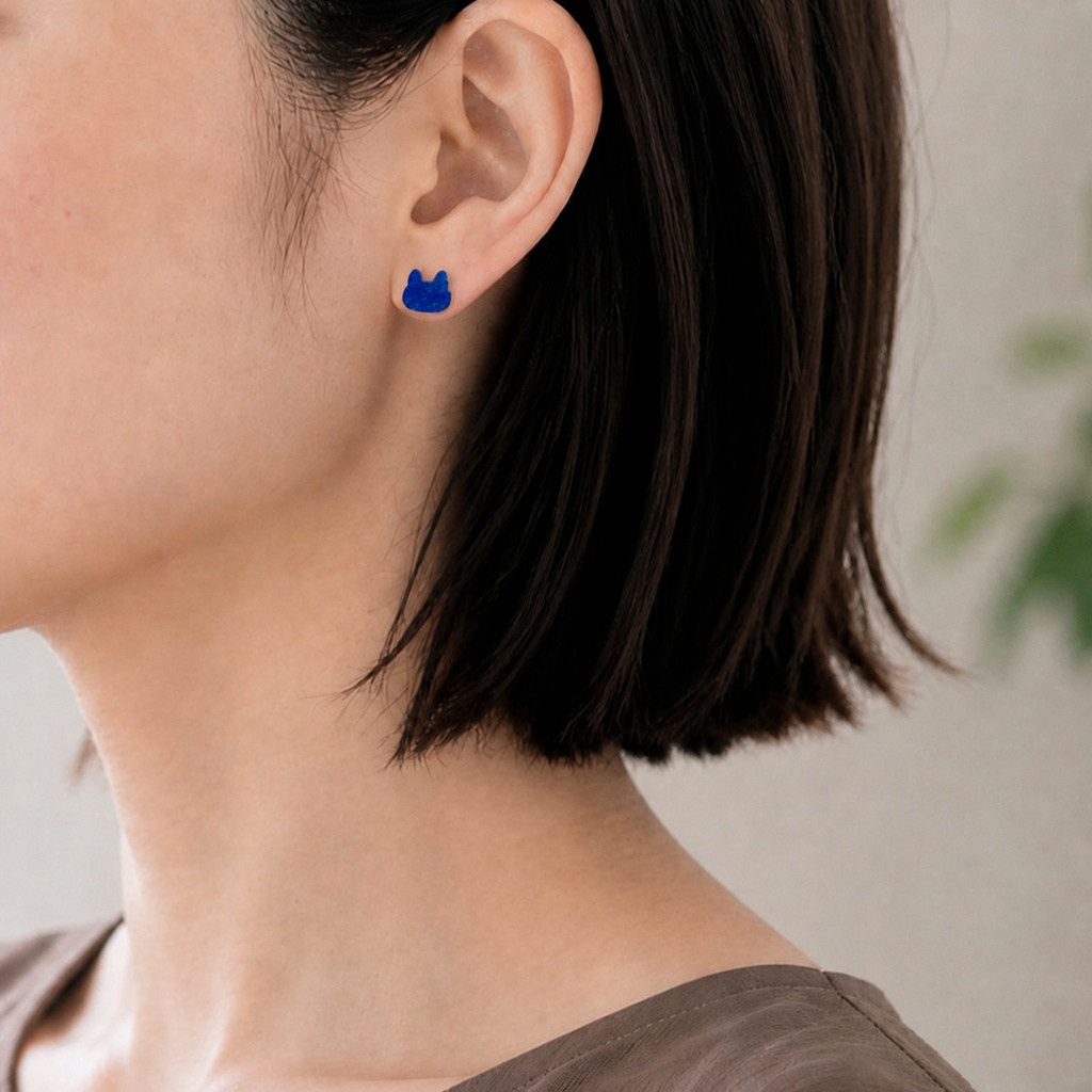 ラピスラズリ青猫 ピアス -Cornucopia Jewelry-