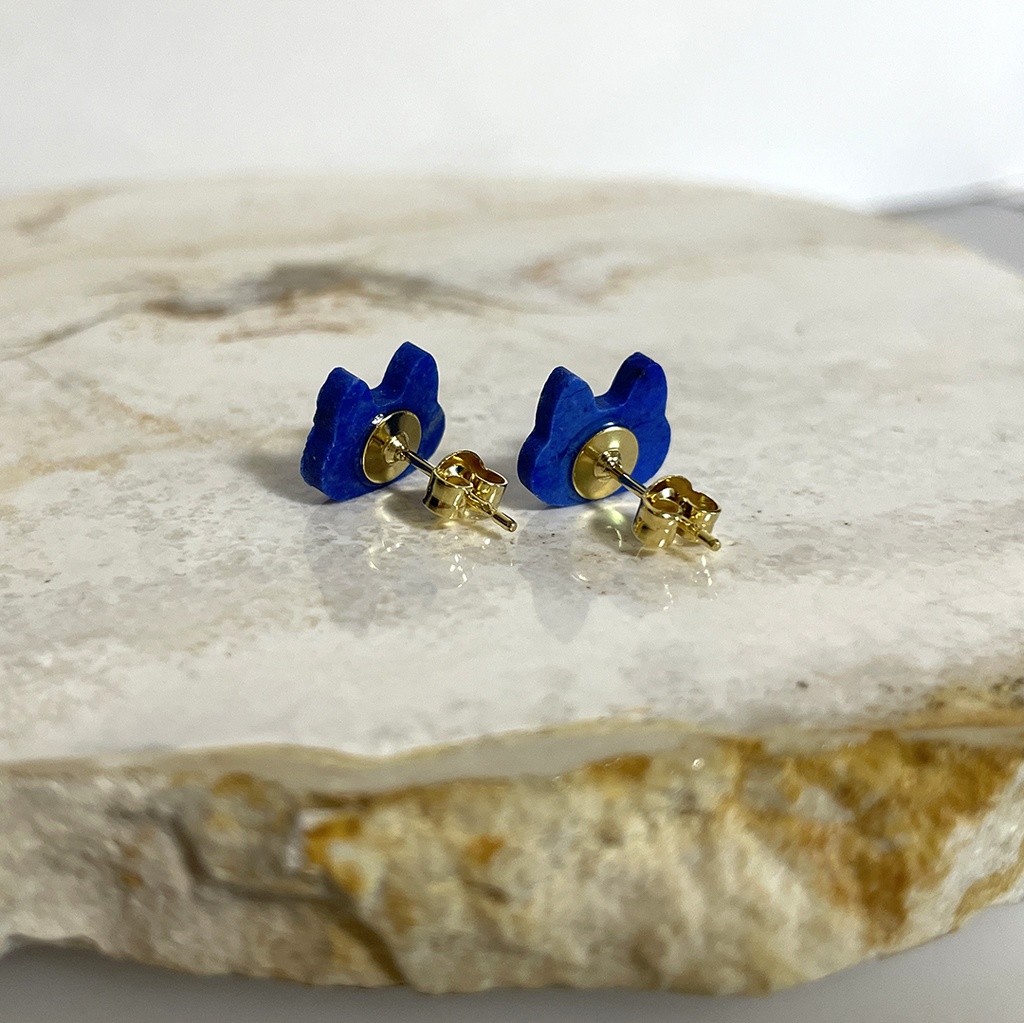 ラピスラズリ青猫 ピアス -Cornucopia Jewelry-