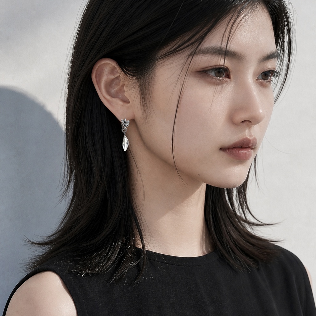クリスタル(水晶)×バタフライモチーフ フープピアス -Cornucopia Jewelry-