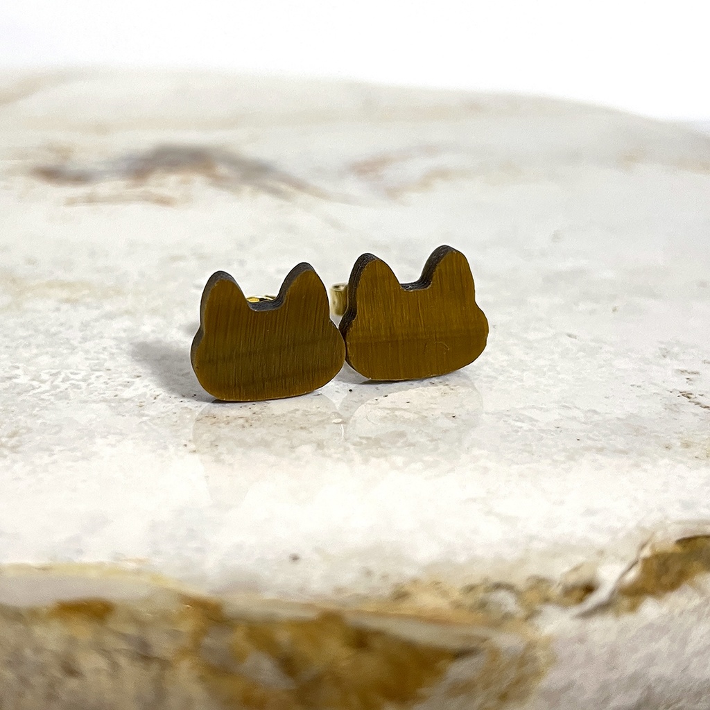 タイガーアイ 茶トラ猫のピアス -Cornucopia Jewelry-