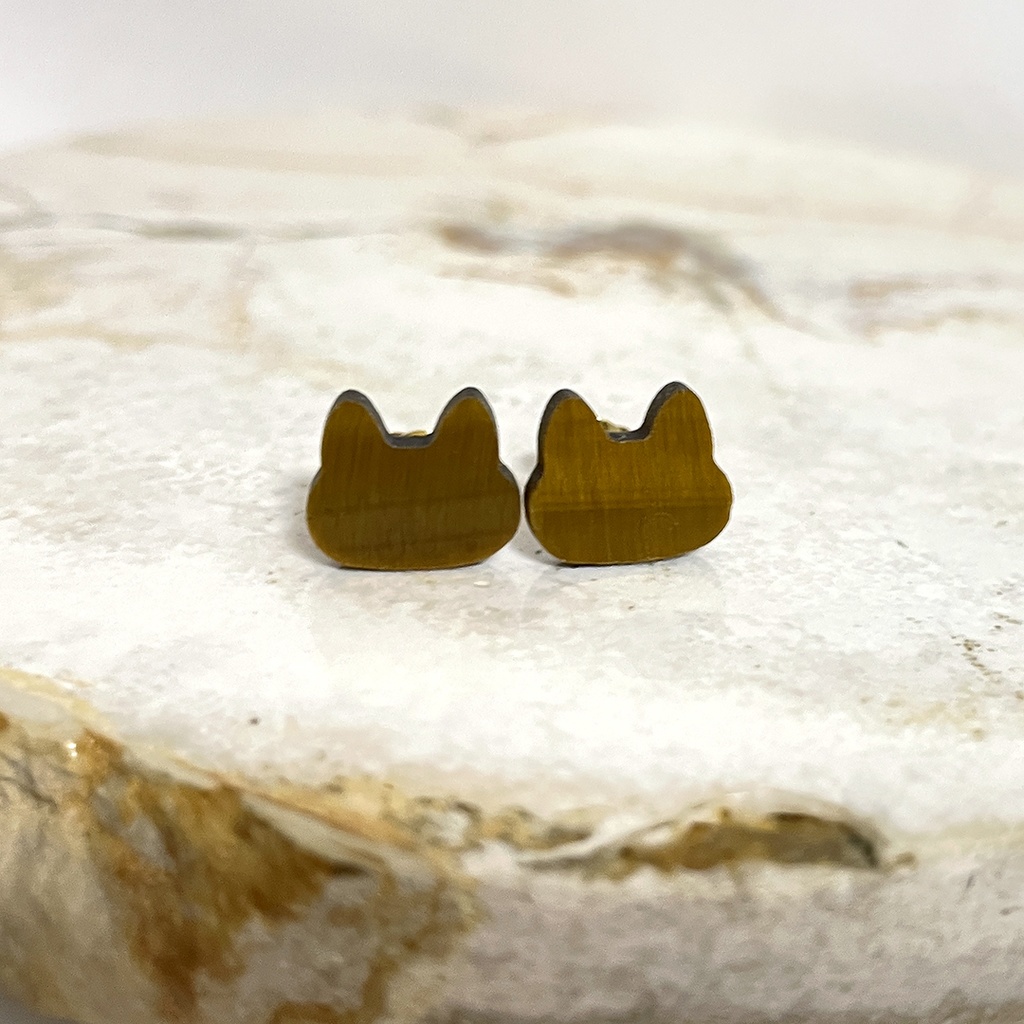 タイガーアイ 茶トラ猫のピアス -Cornucopia Jewelry-
