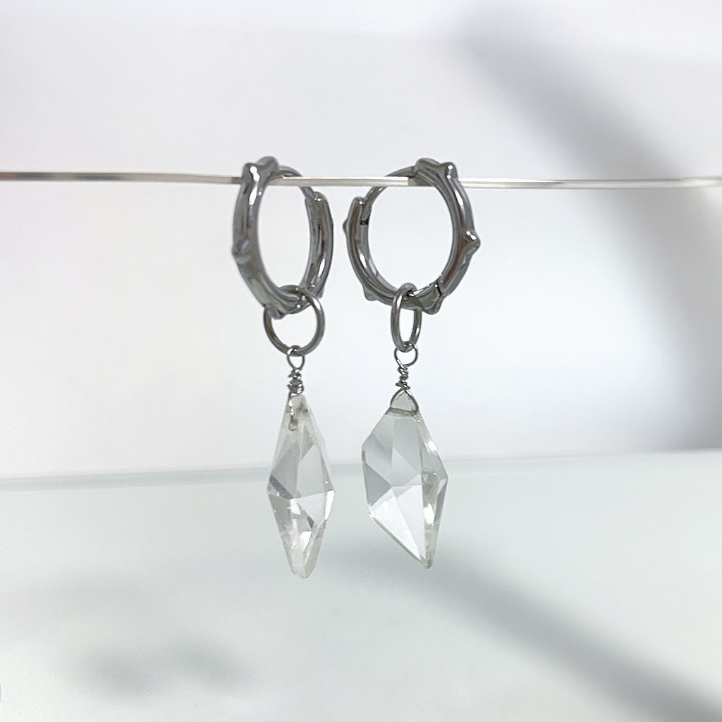 クリスタル(水晶)×スタッズフープピアス -Cornucopia Jewelry-