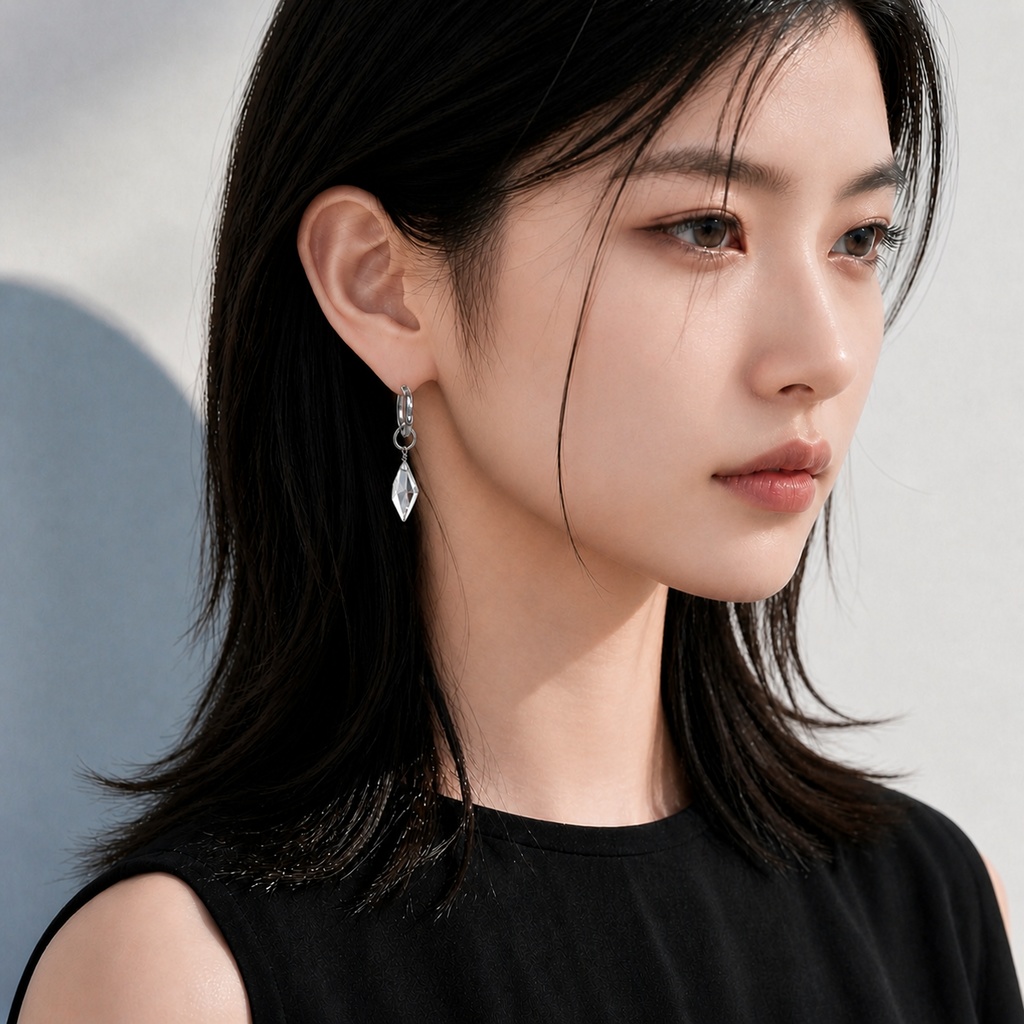 クリスタル(水晶)×スタッズフープピアス -Cornucopia Jewelry-