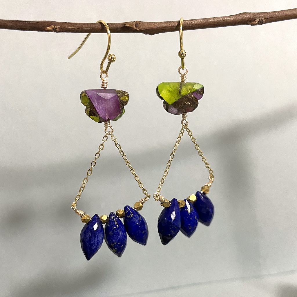 コッパーとラピスラズリのピアス