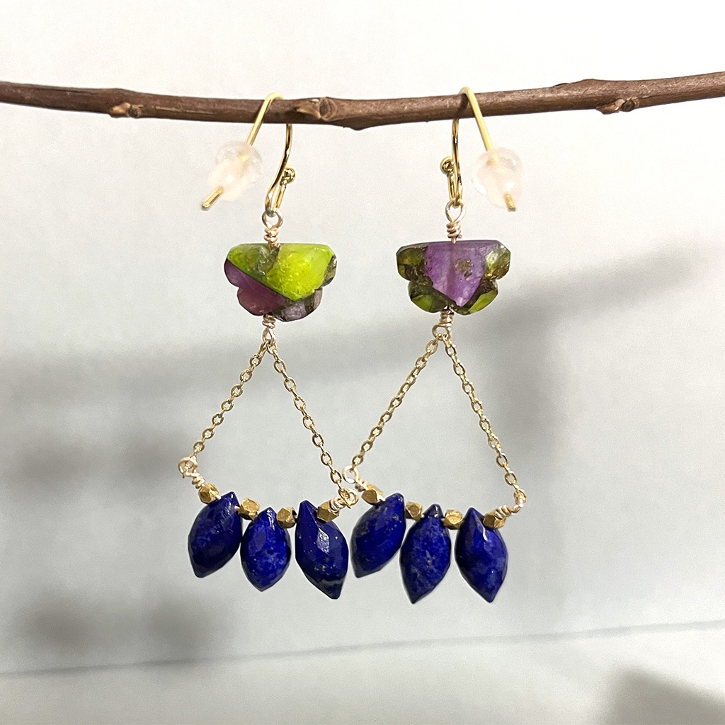 コッパーとラピスラズリのピアス