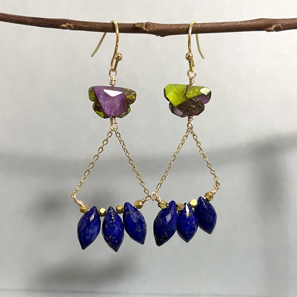 コッパーとラピスラズリのピアス