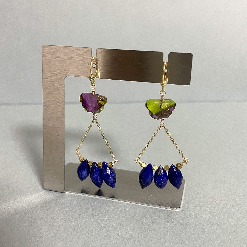 コッパーとラピスラズリのピアス