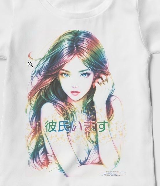 男よけナンパ除け レディースプリントTシャツ「彼氏います」