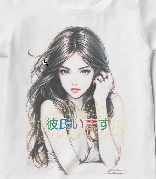 男よけナンパ除け レディースプリントTシャツ「彼氏います」