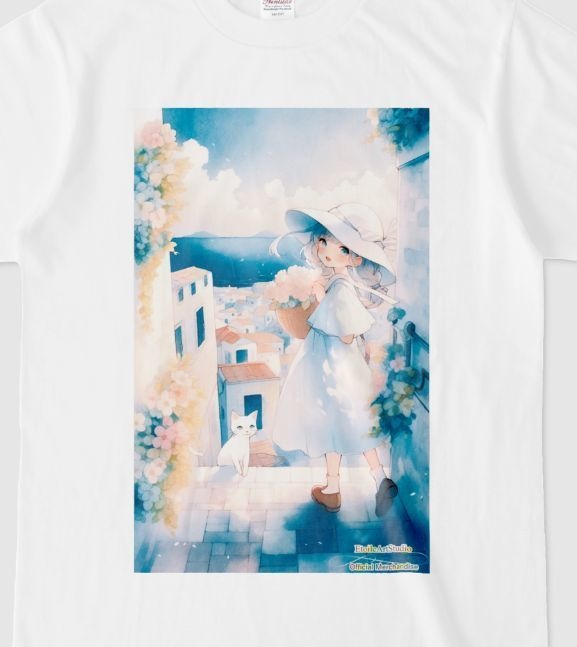 「海辺の町で」Tシャツ - ホワイト