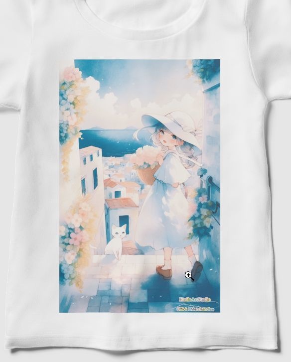 「海の見える町で」レディースTシャツ