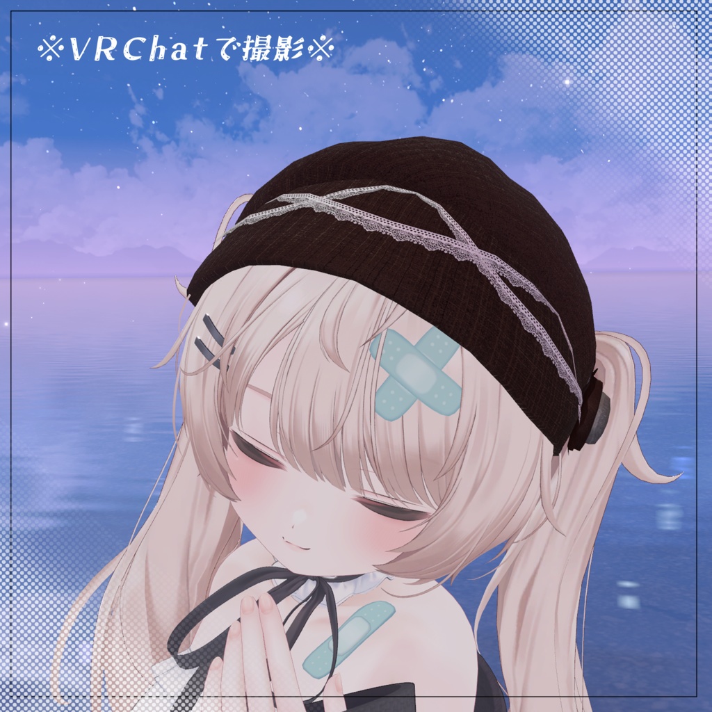 【4アバター対応】レース付きフラワーキャスケット