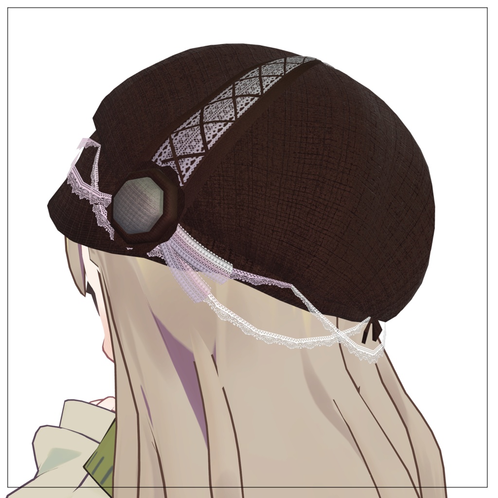 【4アバター対応】レース付きフラワーキャスケット