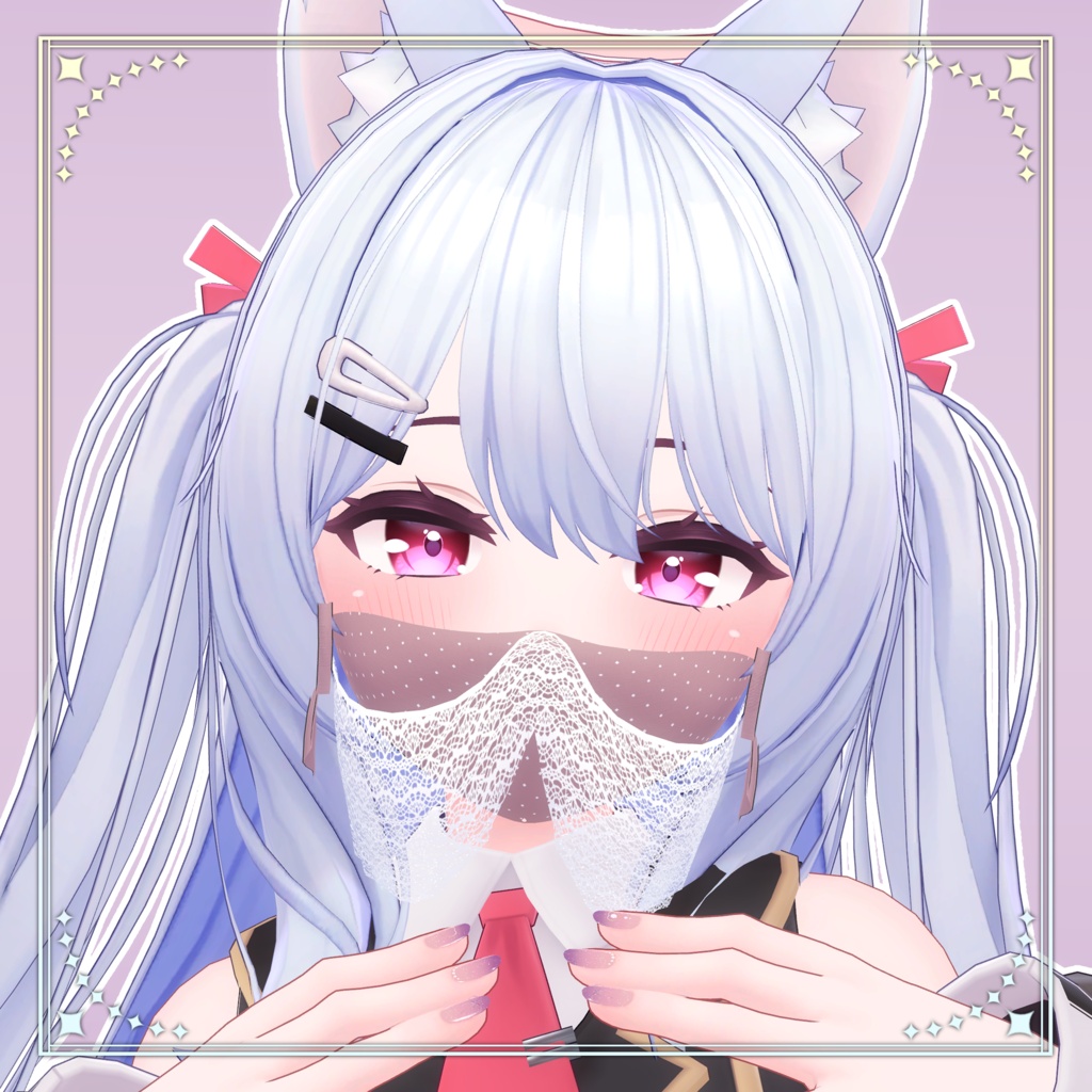 【7アバター対応】レースが揺れる🎀リボンマスク🎀