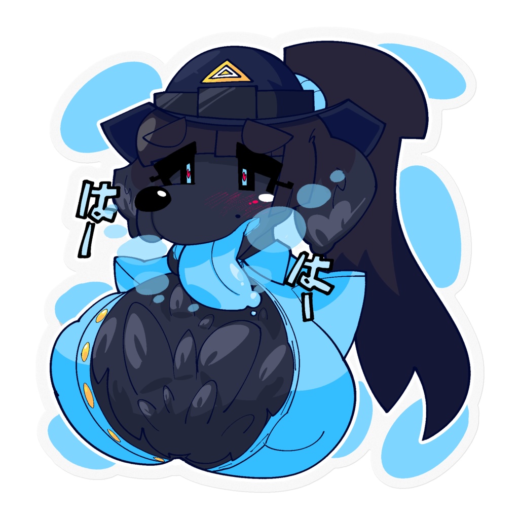 わんわん婦警さんのバストアップステッカー100×100mm