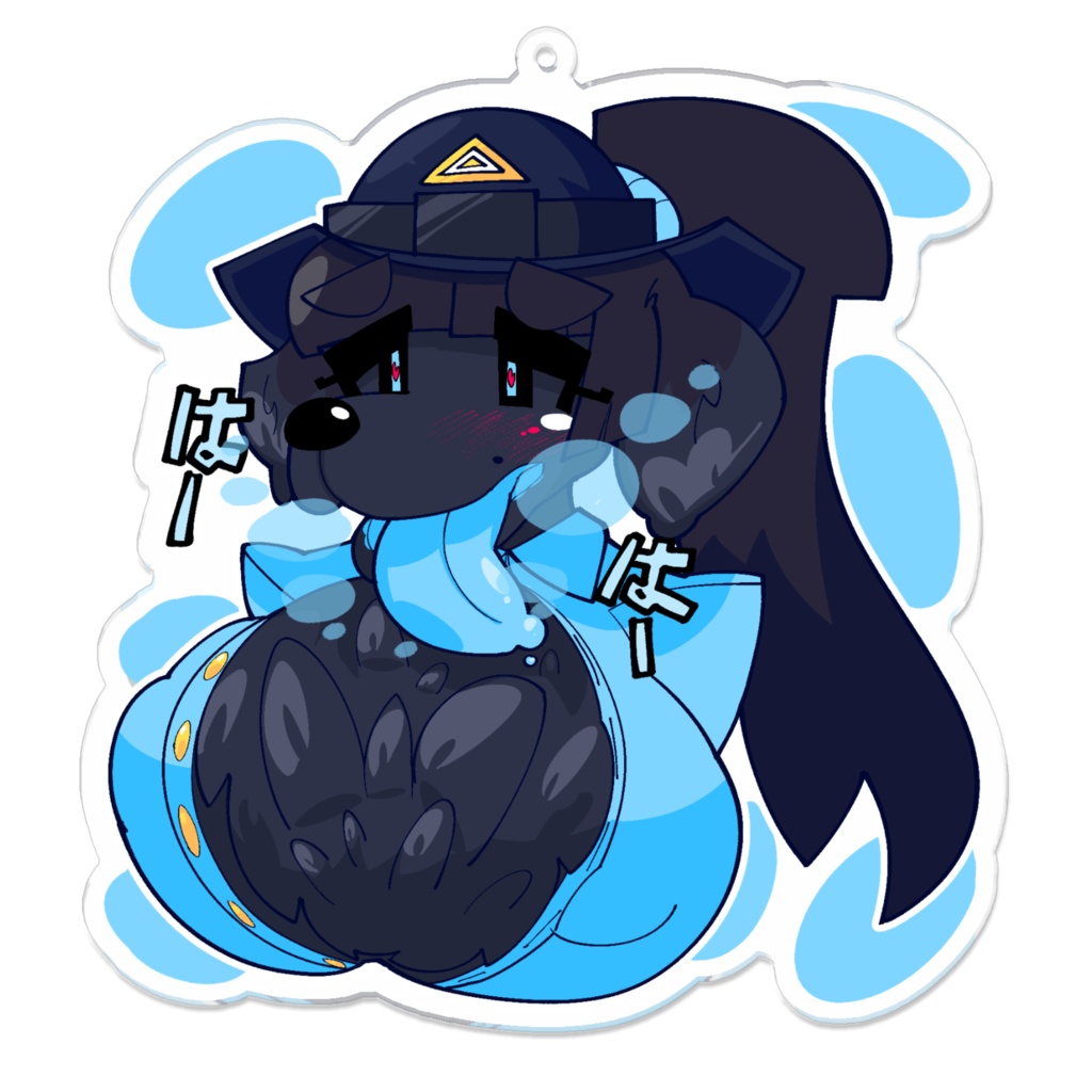 わんわん婦警さんのバストアップキーホルダー100×100mm