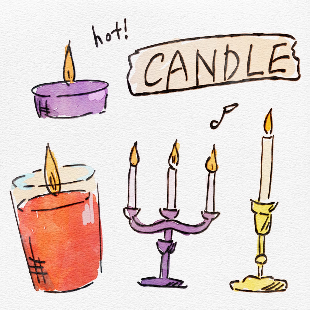 【水彩イラスト】　キャンドル・ろうそく　セット　【素材】
