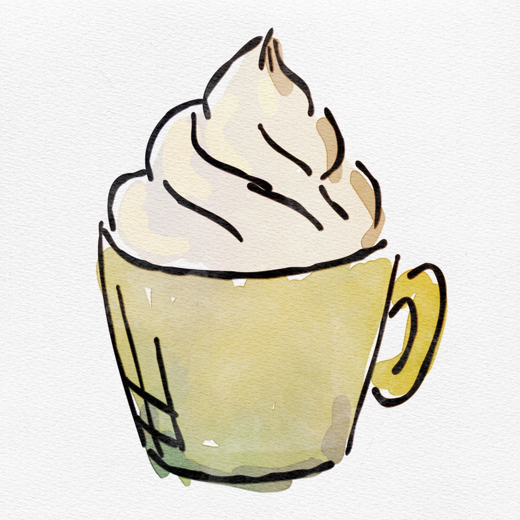 【水彩イラスト】 コーヒー・カフェ 飲み物 セット 【素材】