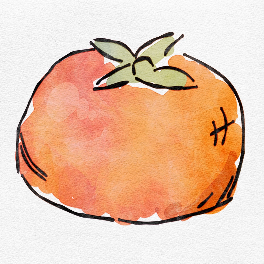 【水彩イラスト】 秋のフルーツ・果物 【素材】りんご、ぶどう、柿、梨、オレンジ