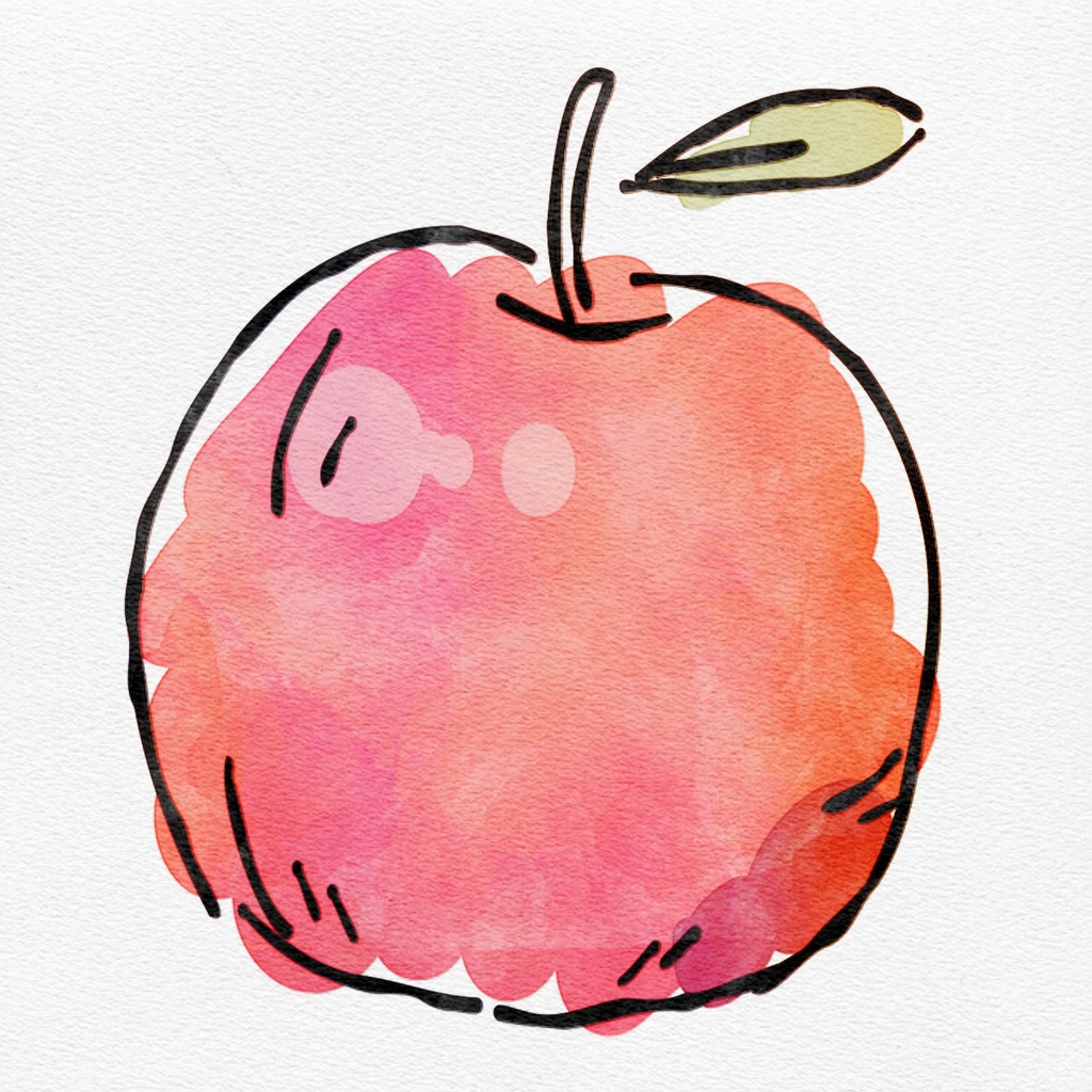 【水彩イラスト】 秋のフルーツ・果物 【素材】りんご、ぶどう、柿、梨、オレンジ