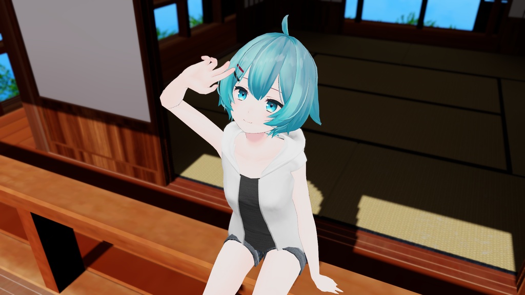 【3Dモデル】夏色袖なしパーカー 薄荷素体.ver【VRChat向け】