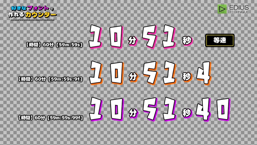 EDIUS 好きなフォントで作れるカウンター
