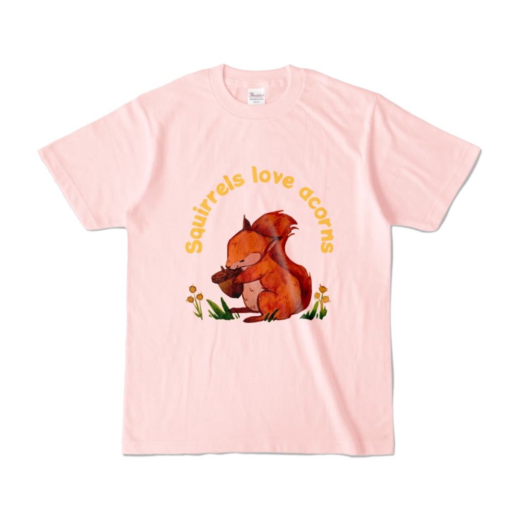 Tシャツ　Squirrels love acorns