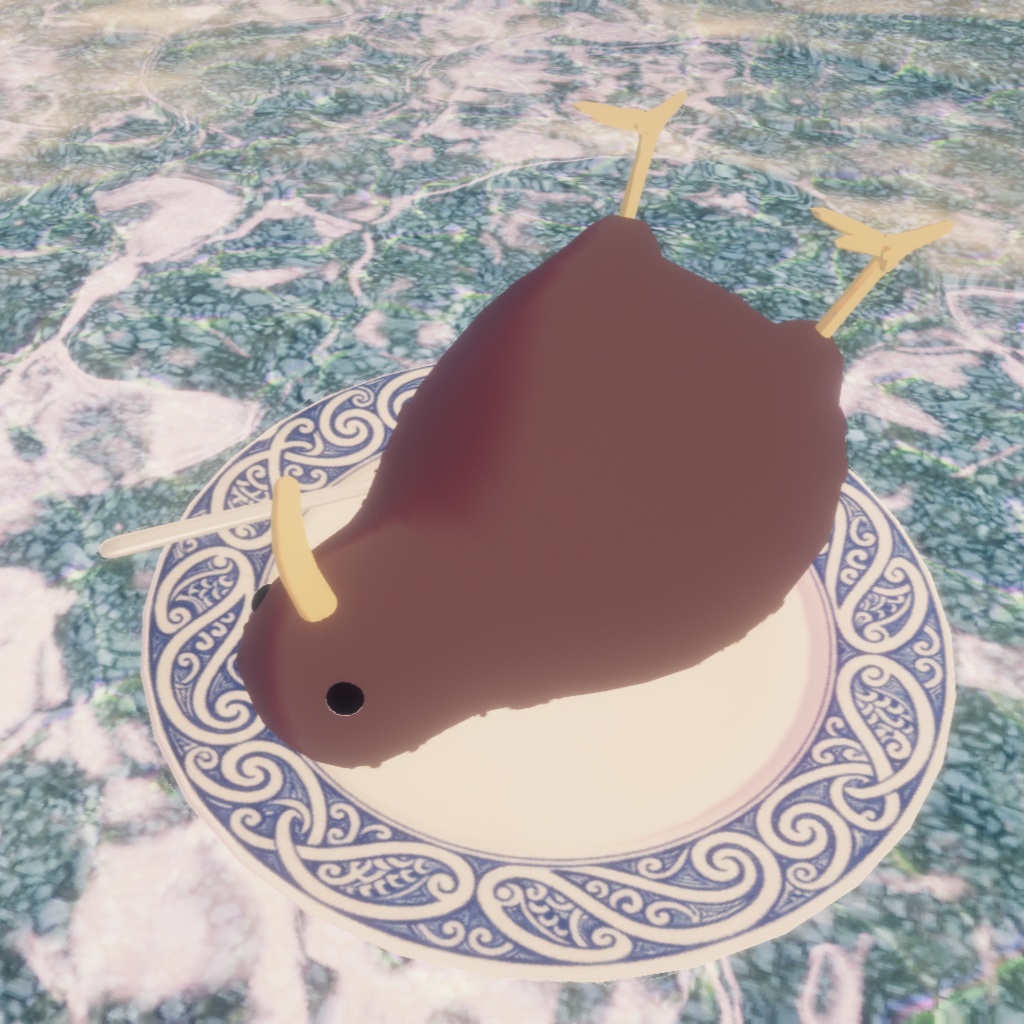 オリジナル3Dモデル『皿の上のキウイ(鳥)』