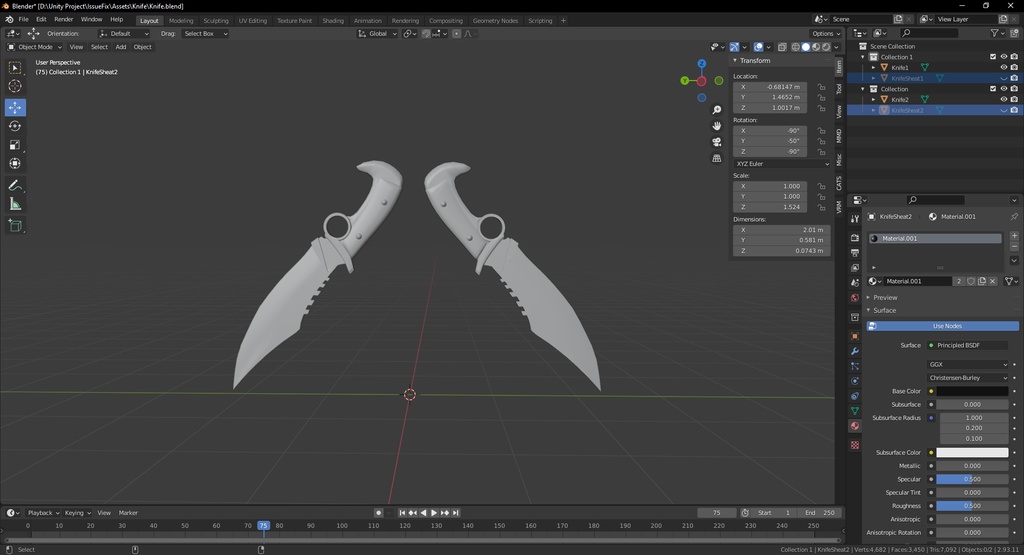 Blender 3d model Daryl's Knifes