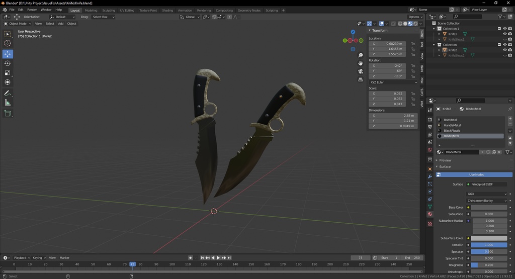 Blender 3d model Daryl's Knifes