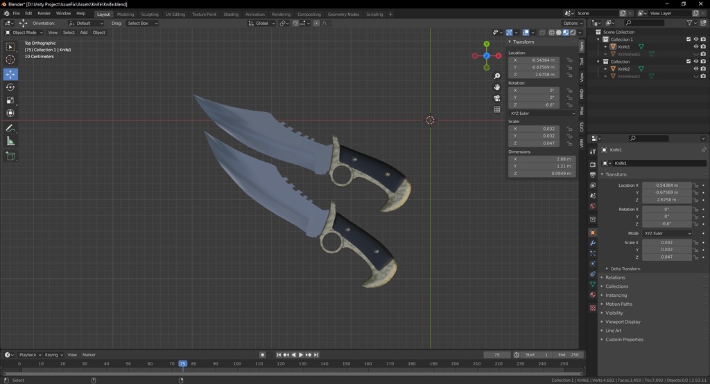 Blender 3d model Daryl's Knifes