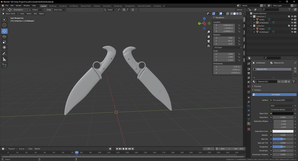 Blender 3d model Daryl's Knifes