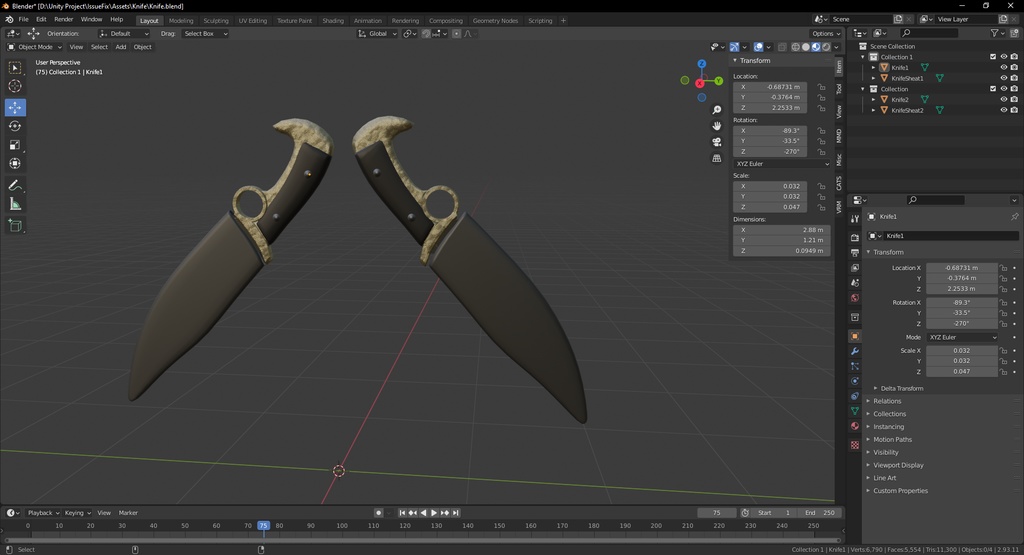 Blender 3d model Daryl's Knifes