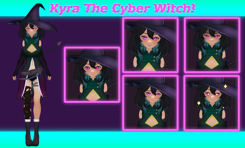 Kyra The Cyber Witch! Adoptable ready to be used!
