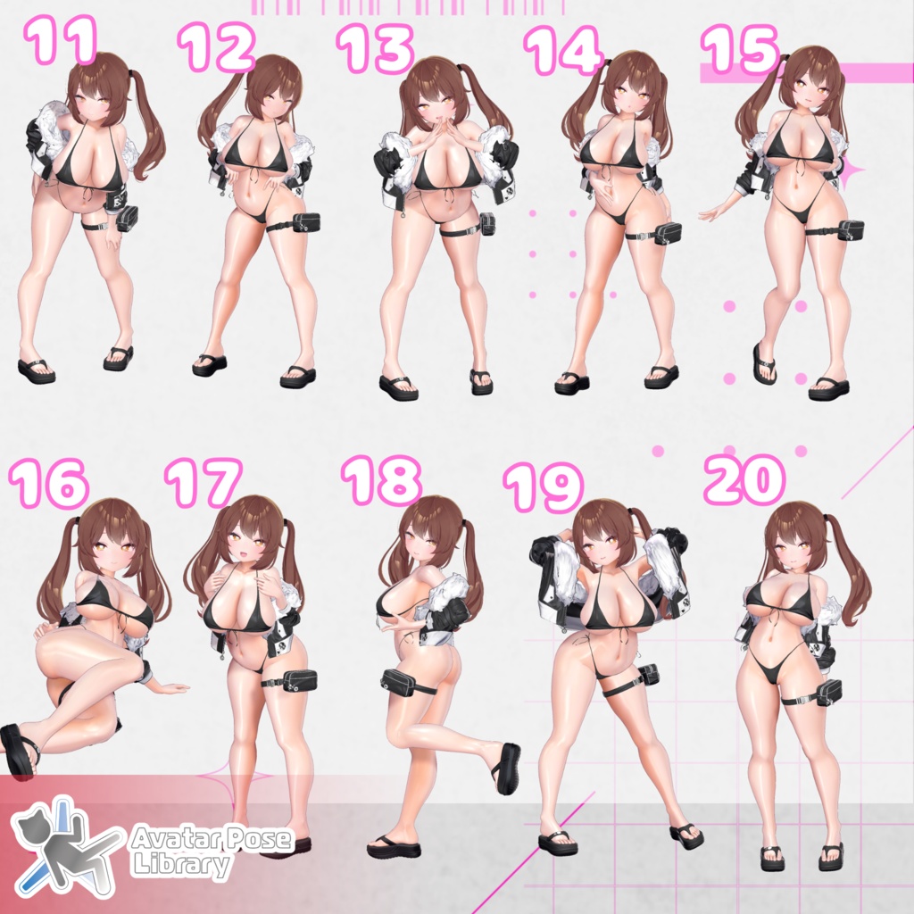 【10アバター対応】設定簡単♪ 撮影用ポーズ40種 "MH Pose Set 12"【APL対応】