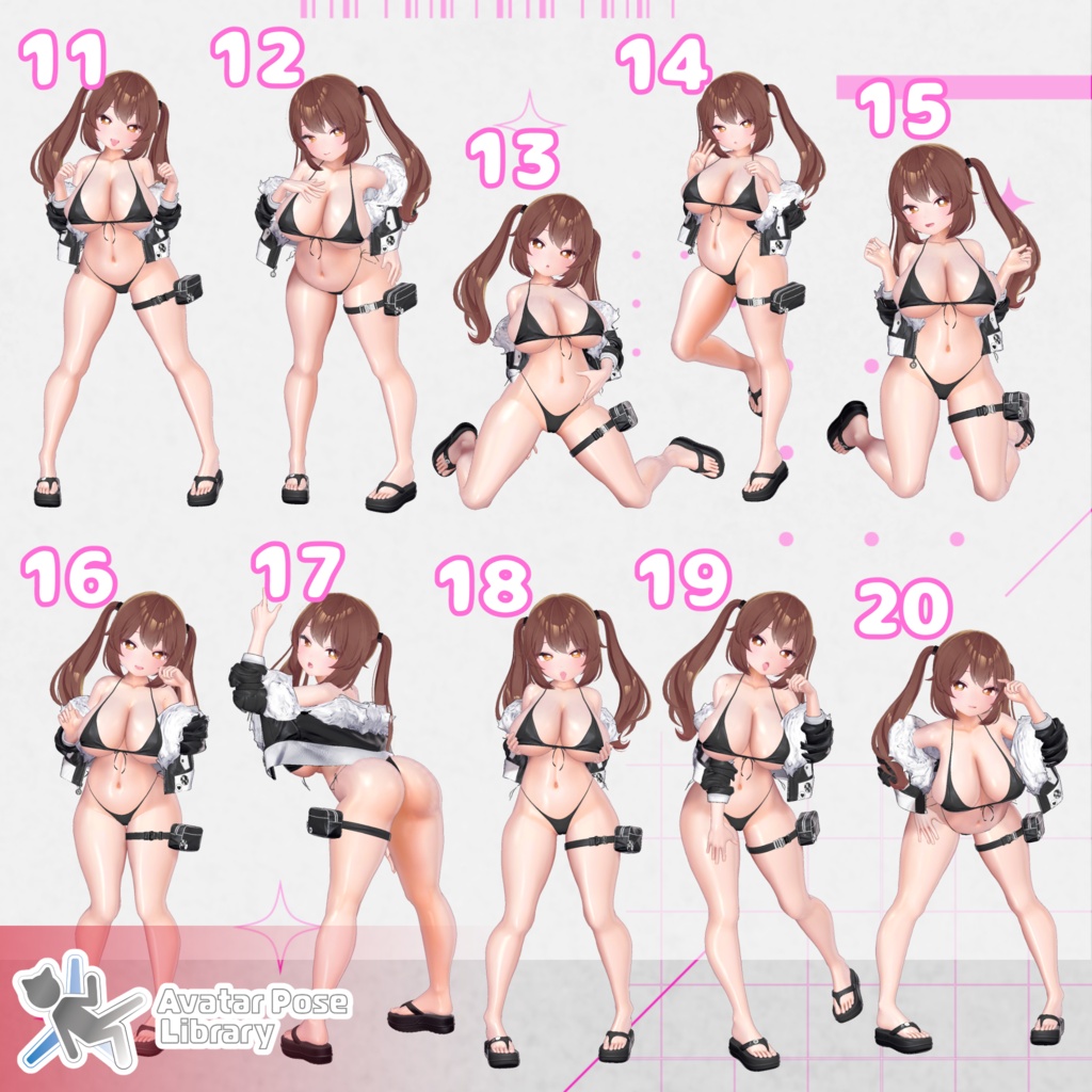 【11アバター対応】設定簡単♪ 撮影用ポーズ40種 "MH Pose Set 13"【APL対応】