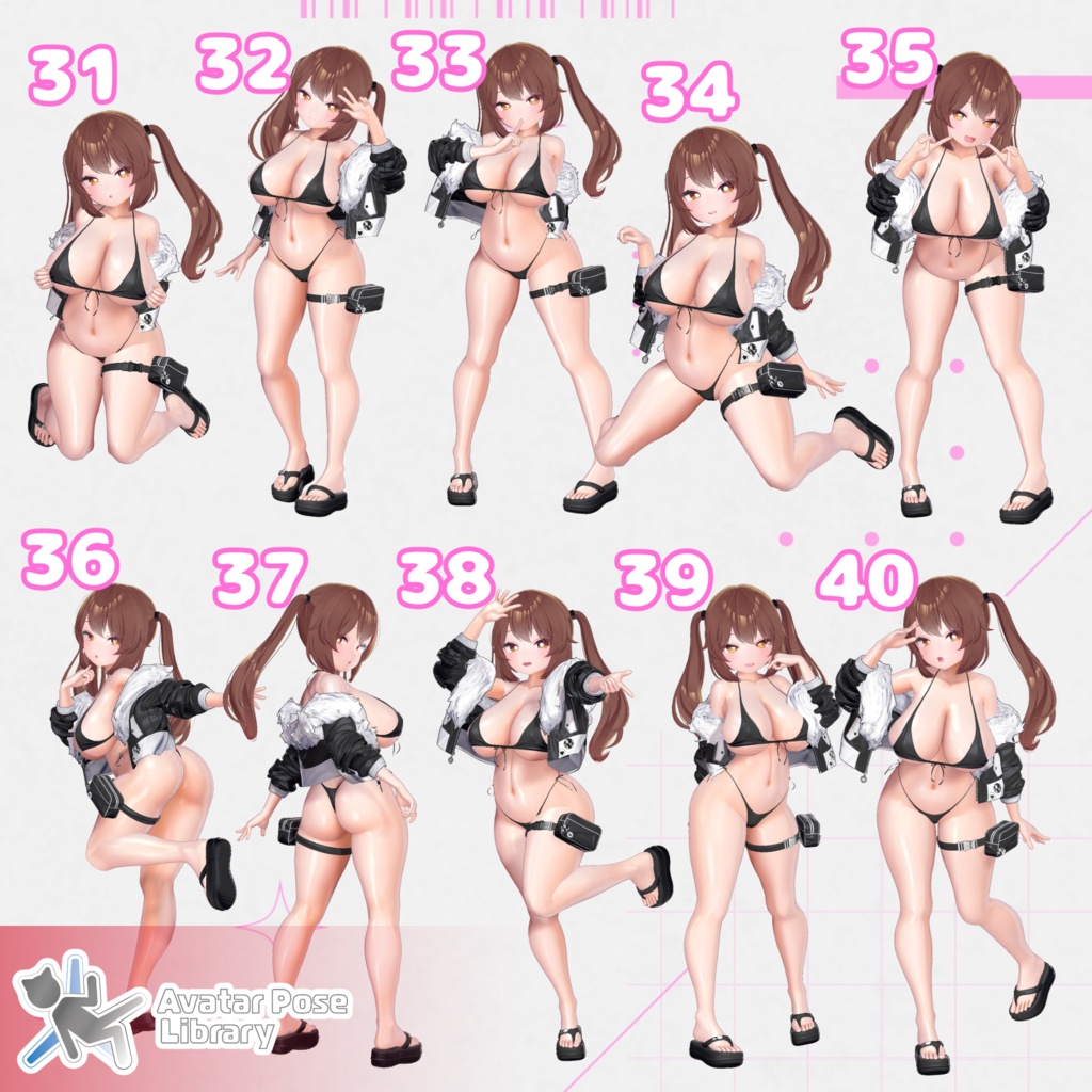 【11アバター対応】設定簡単♪ 撮影用ポーズ40種 "MH Pose Set 13"【APL対応】