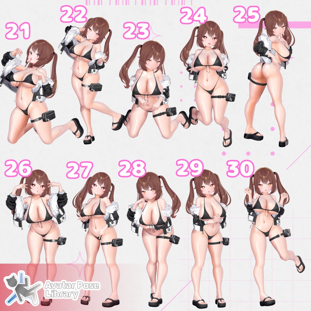 【11アバター対応】設定簡単♪ 撮影用ポーズ40種 "MH Pose Set 14"【APL対応】