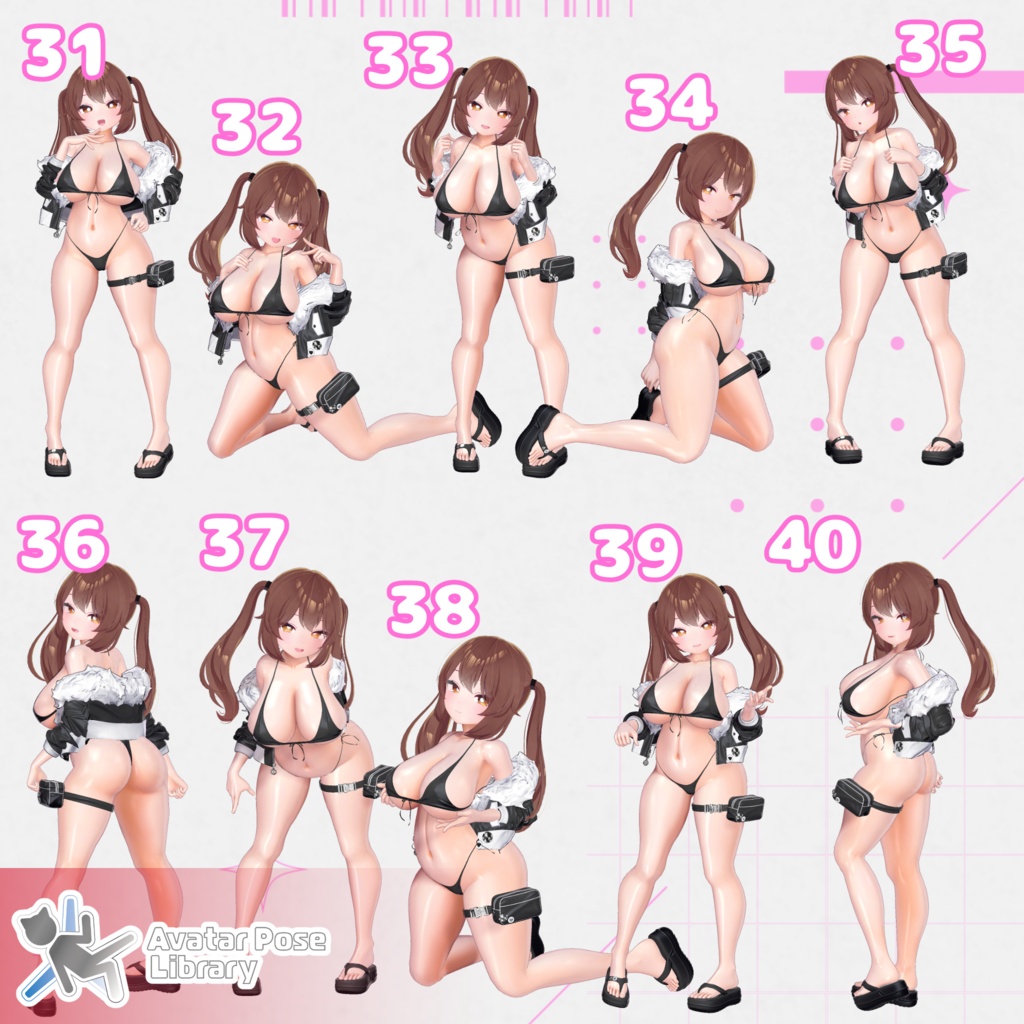 【11アバター対応】設定簡単♪ 撮影用ポーズ40種 "MH Pose Set 14"【APL対応】