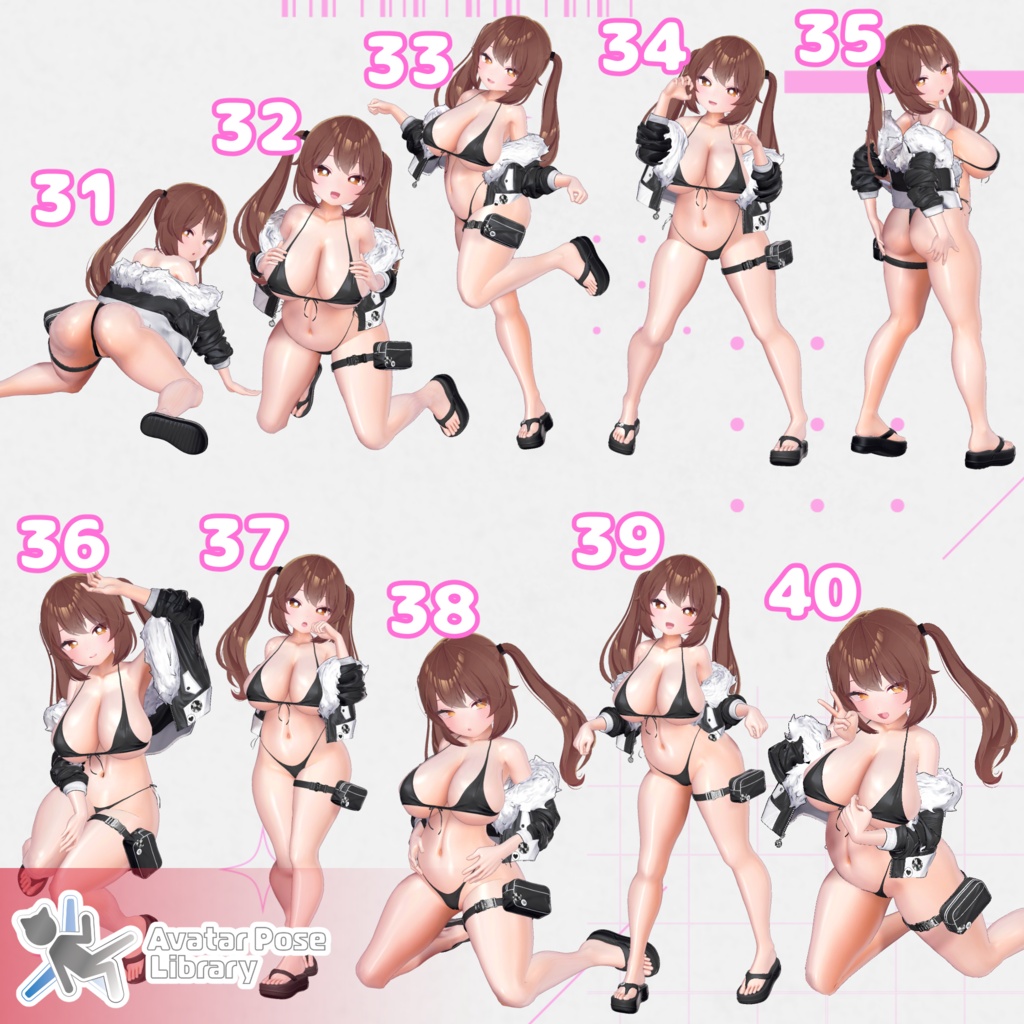 【11アバター対応】設定簡単♪ 撮影用ポーズ40種 "MH Pose Set 15"【APL対応】