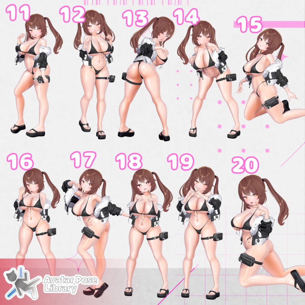 【11アバター対応】設定簡単♪ 撮影用ポーズ40種 "MH Pose Set 15"【APL対応】